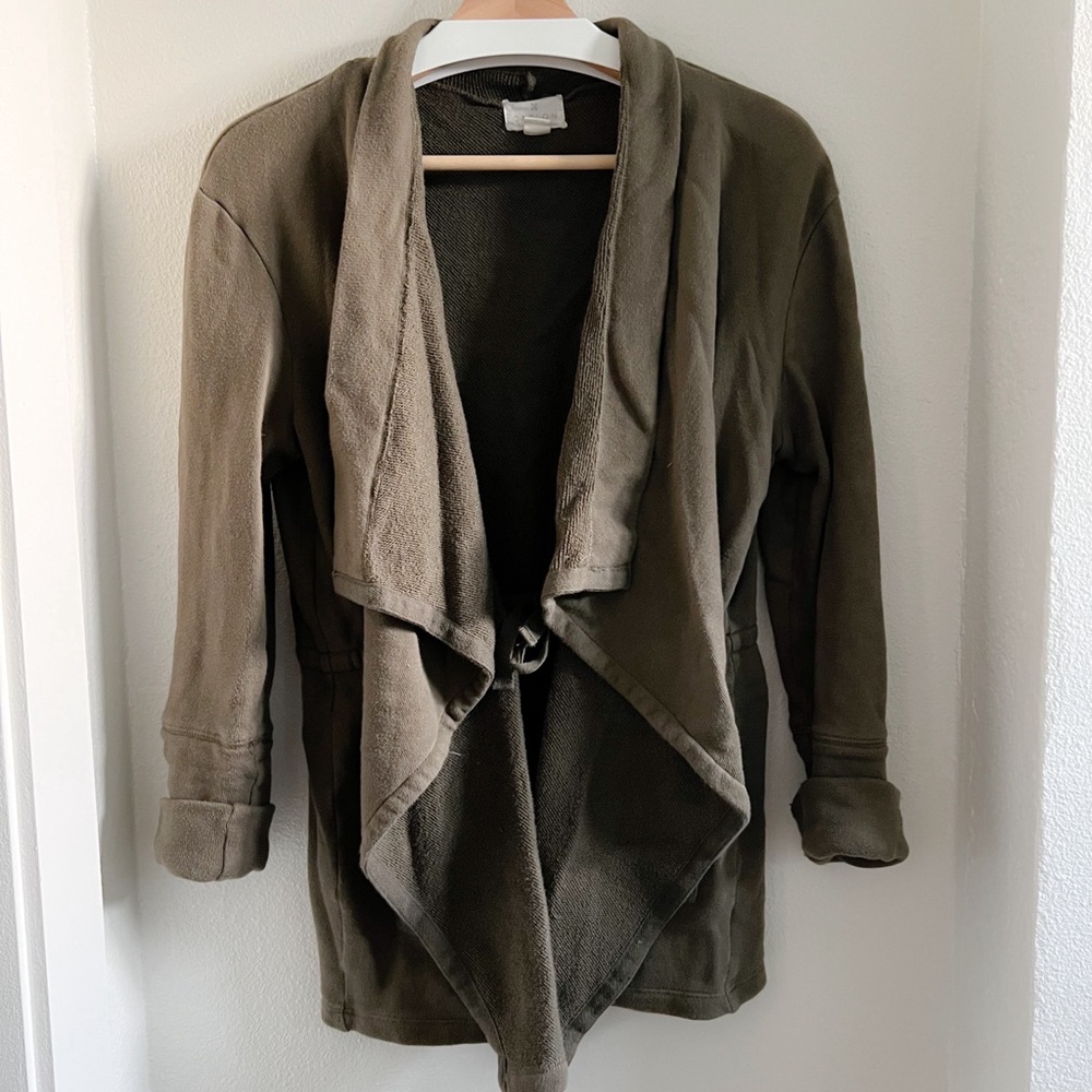 Caslon for Nordstrom Green Open Front Sweatshirt Cardigan